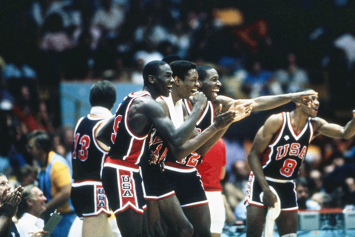 Michael Jordan, Samuel Perkins, Wayman Tisdale, Alvin Robertson At The 1984 Summer Olympics