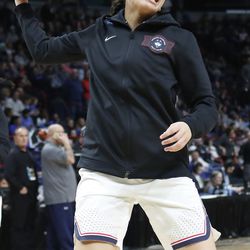 UConn’s Lexi Gordon warms up before their Sweet 16 matchup with Duke.