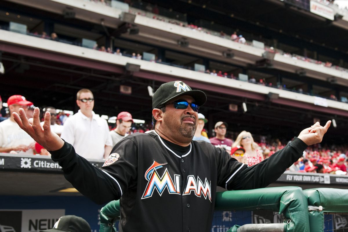 Ozzie Guillen is confused as to why he was voted the least-respected manager in baseball. Not shown was the tirade and tantrum that followed this face. Mandatory Credit: Howard Smith-US PRESSWIRE