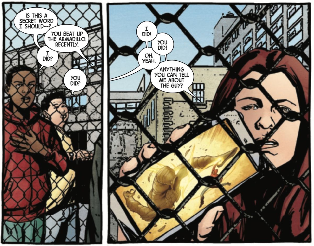 Jessica Jones, Ganke and Miles Morales (Spider-Man) in Jessica Jones #18, Marvel Comics (2018). 