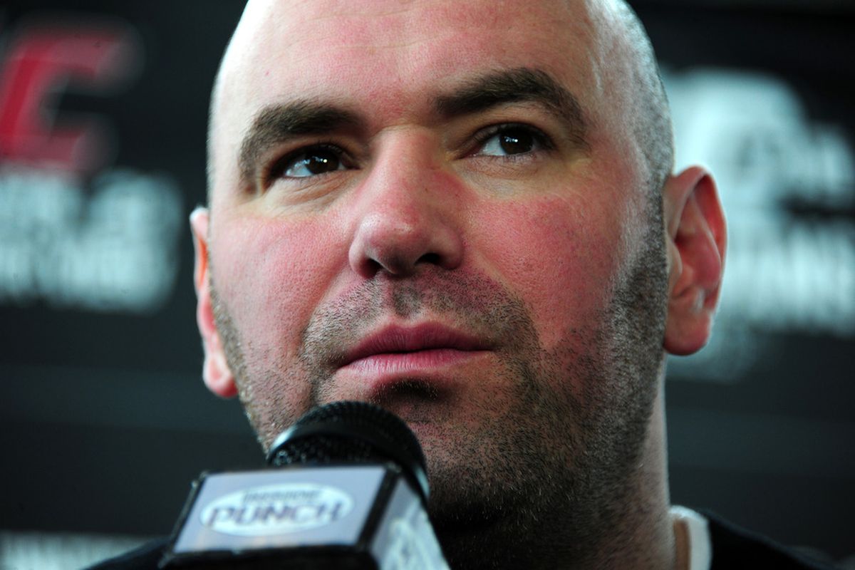 ATLANTA, GA - FEBRUARY 16: UFC President Dana White speaks during a press conference promoting UFC 145: Jones v Evans at Philips Arena on February 16, 2012 in Atlanta, Georgia. (Photo by Scott Cunningham/Getty Images)
