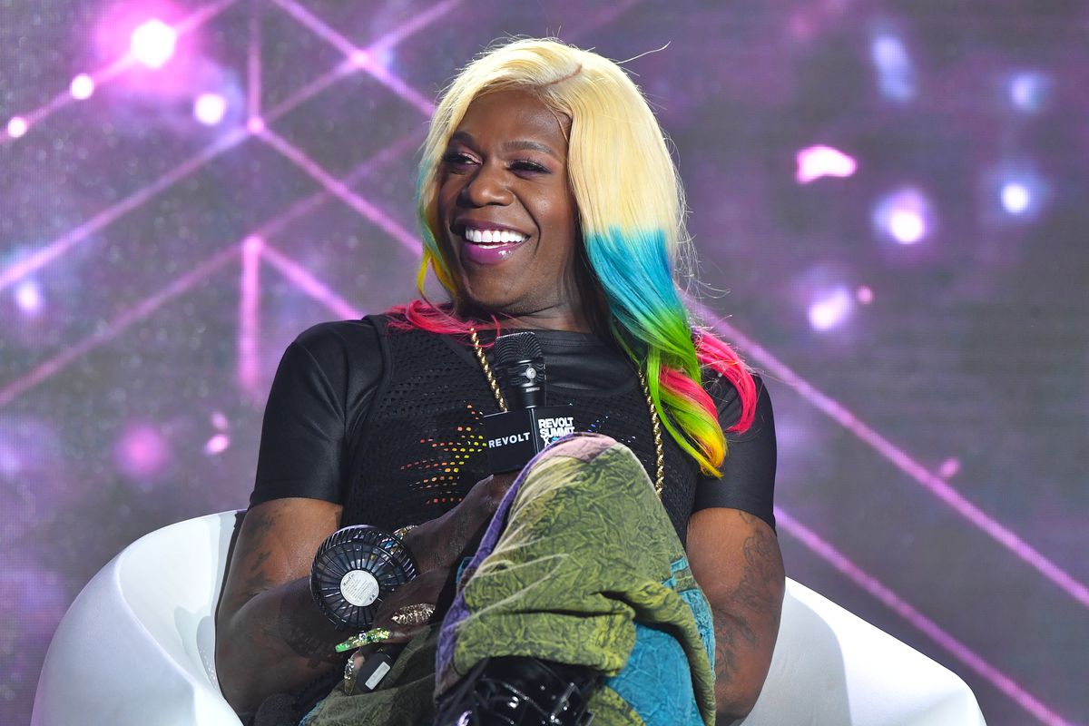 Big Freedia sits onstage for an interview at the 2022 Revolt Summit.