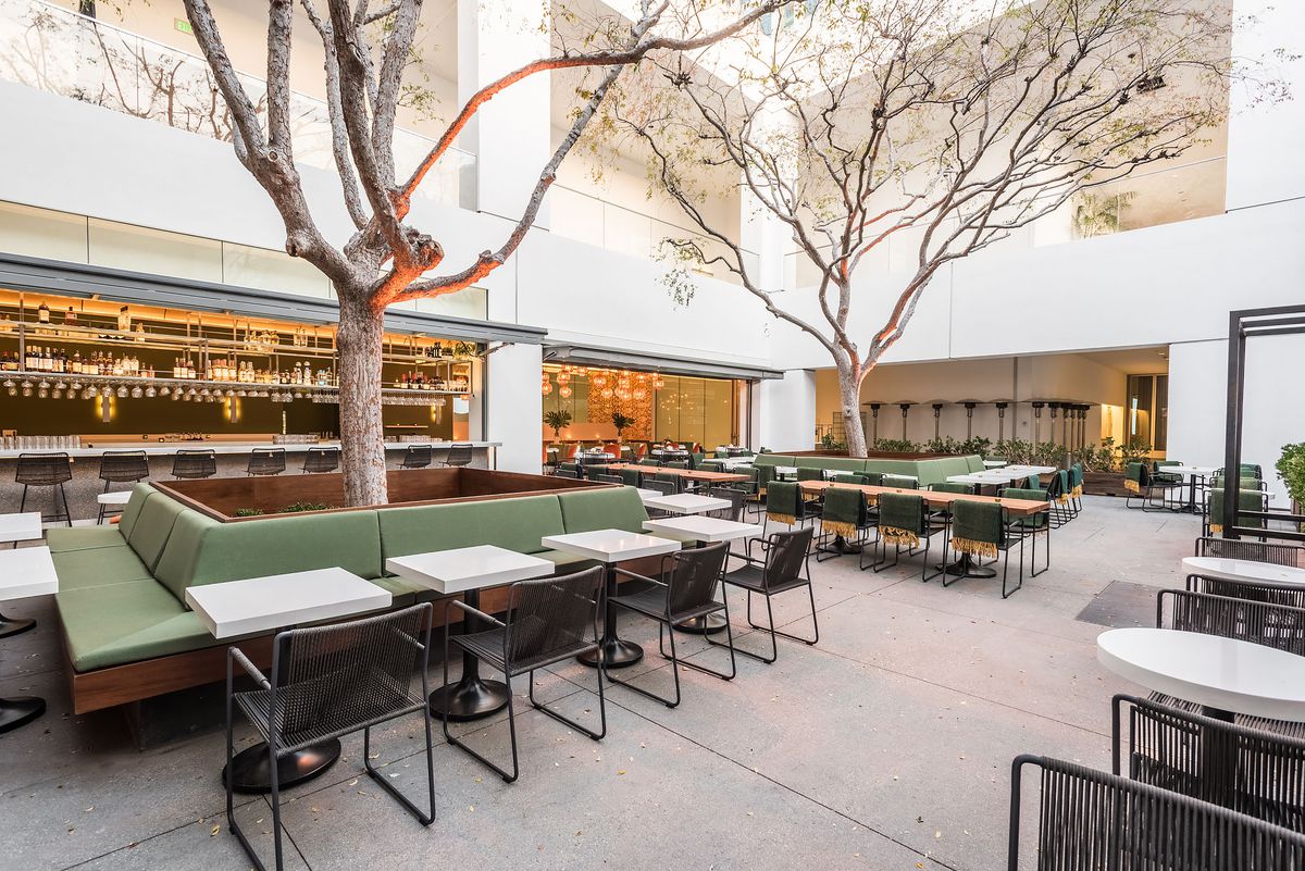 Restaurant patio at Audrey inside the Hammer Museum in Westwood