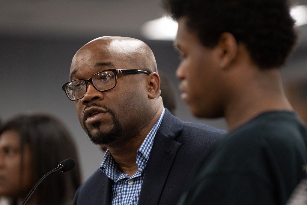 Jonathan Williams, of the King’s College Prep LSC, speaks at a Board of Education meeting on June 27, 2018. | Colin Boyle/Sun-Times