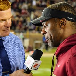 Head Coach Willie Taggart is interviewed after FSU’s comeback win over Boston College.