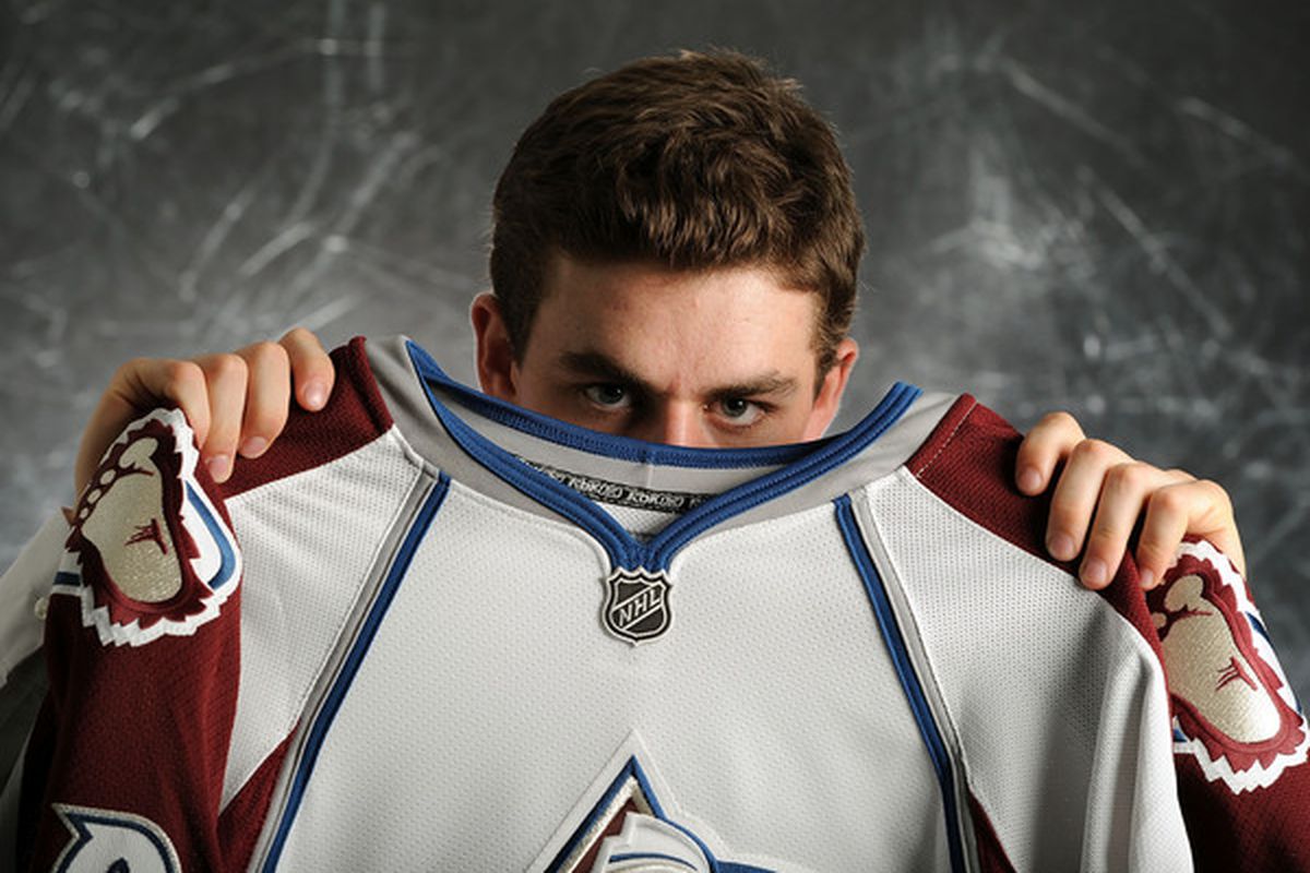 LOS ANGELES, CA - JUNE 25:  Joey Hishon, drafted 17th overall by the Colorado Avalanche, poses on stage during the 2010 NHL Entry Draft at Staples Center on June 25, 2010 in Los Angeles, California.  (Photo by Harry How/Getty Images)