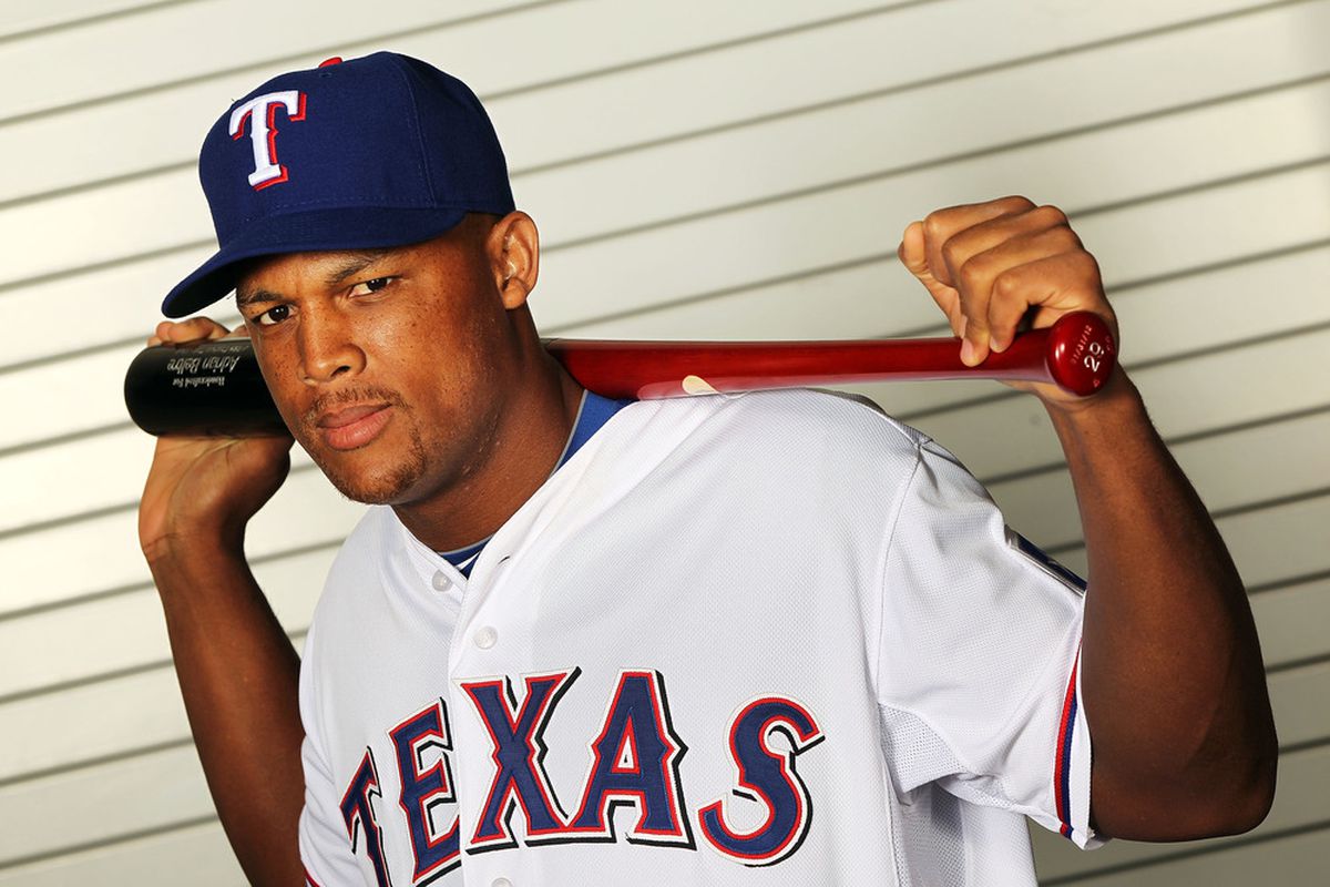 SURPRISE, AZ - FEBRUARY 28:  Adrian Beltre #29 of the Texas Rangers poses during spring training photo day on February 28, 2012 in Surprise, Arizona.  (Photo by Jamie Squire/Getty Images)