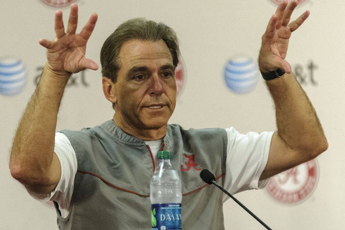 From time to time, Nick Saban will yell "BOO" at the press pool to see how many wet themselves.