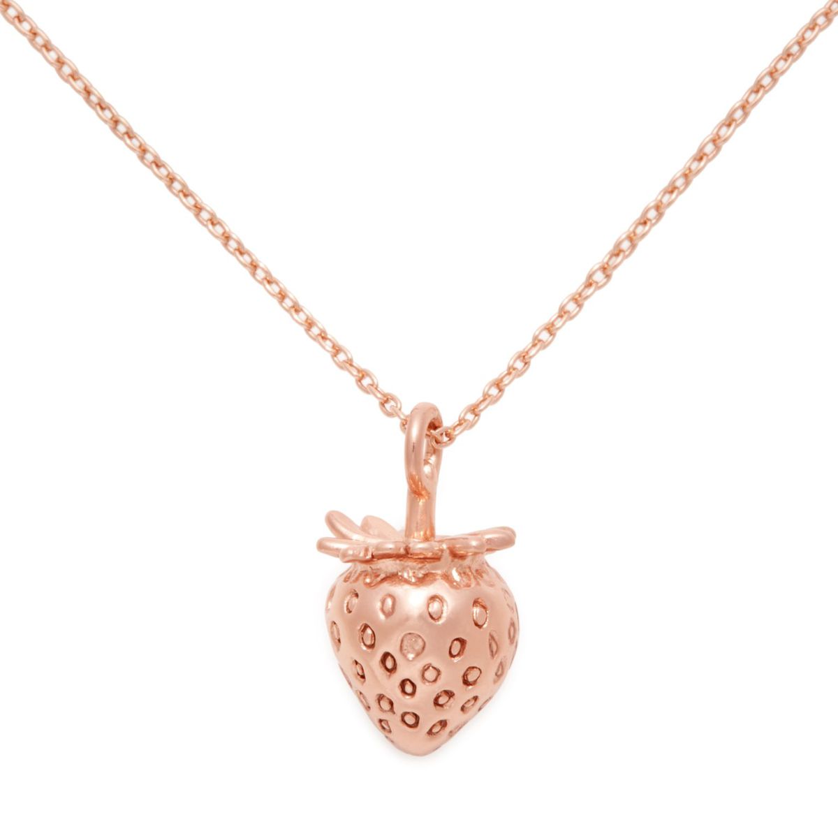 A strawberry charm necklace