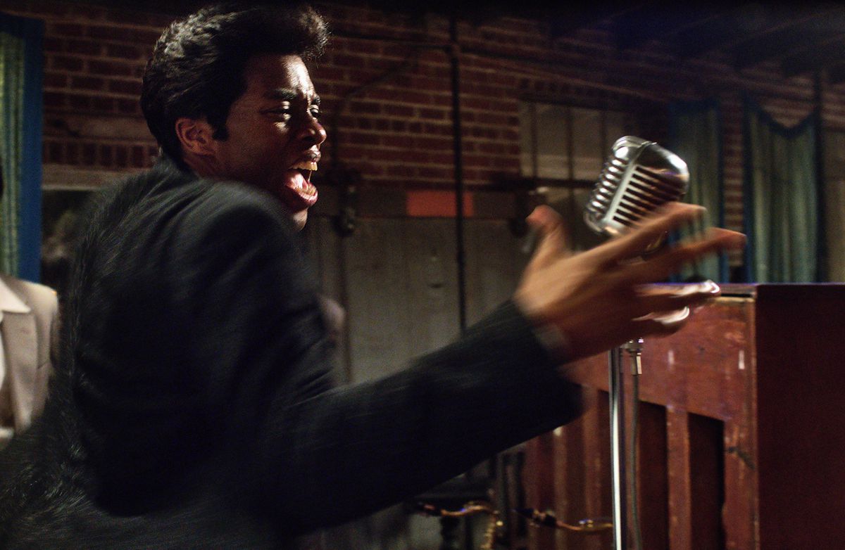 Chadwick Boseman sings as James Brown in Get on Up