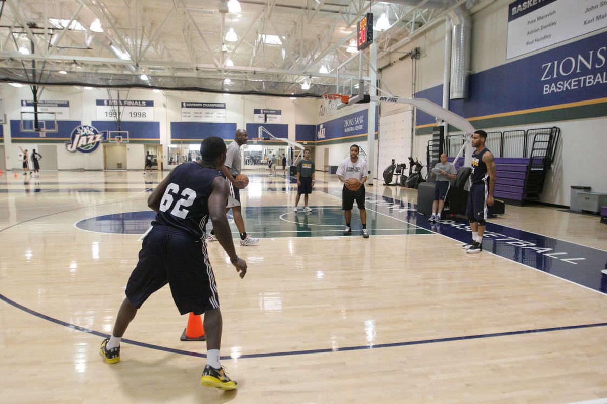 Cedric Jackson works out during Utah Jazz mini camp at the Zion's Bank Center  in Salt Lake City  Wednesday, June 12, 2013. 