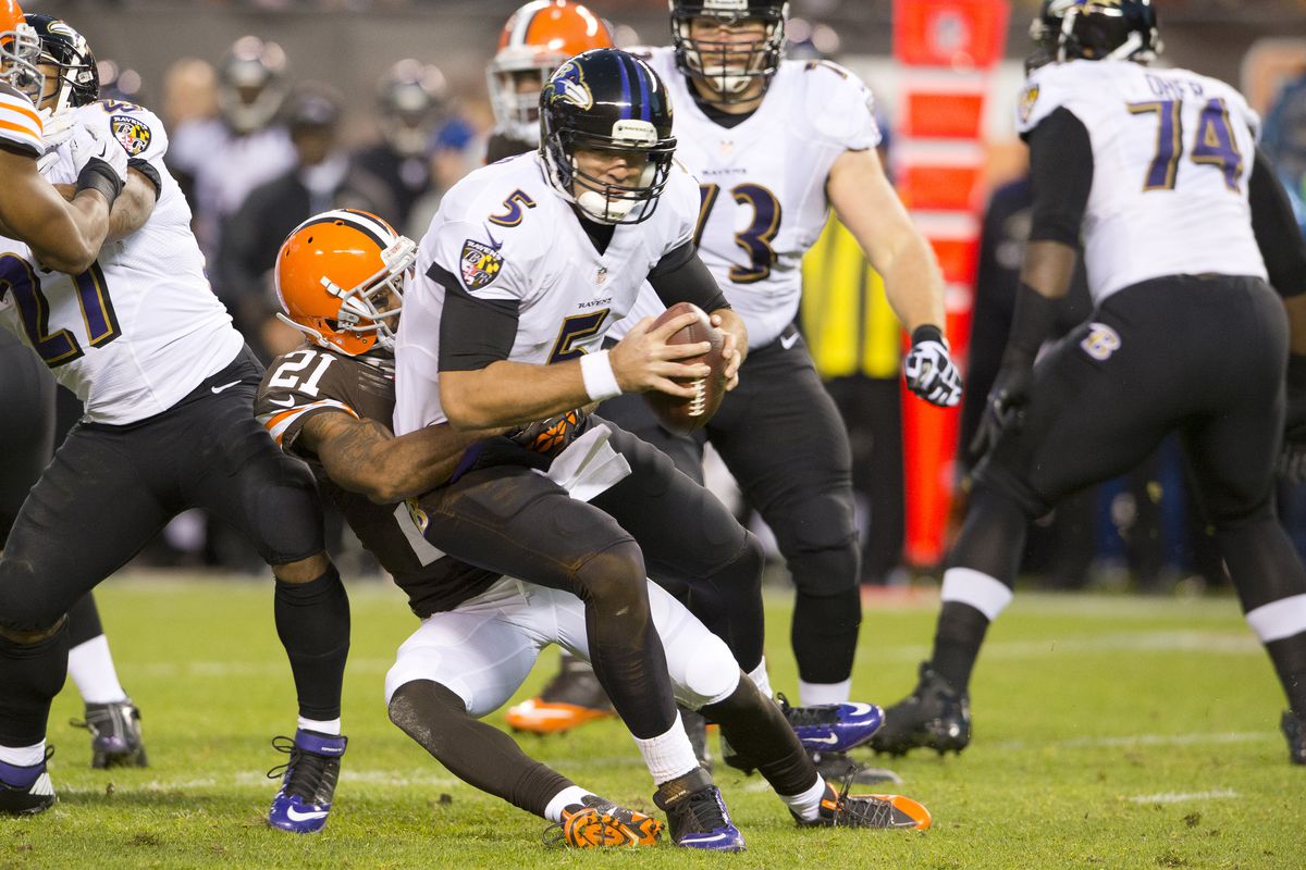 Joe Flacco received a D from the Baltimore Sun's Mike Preston. 