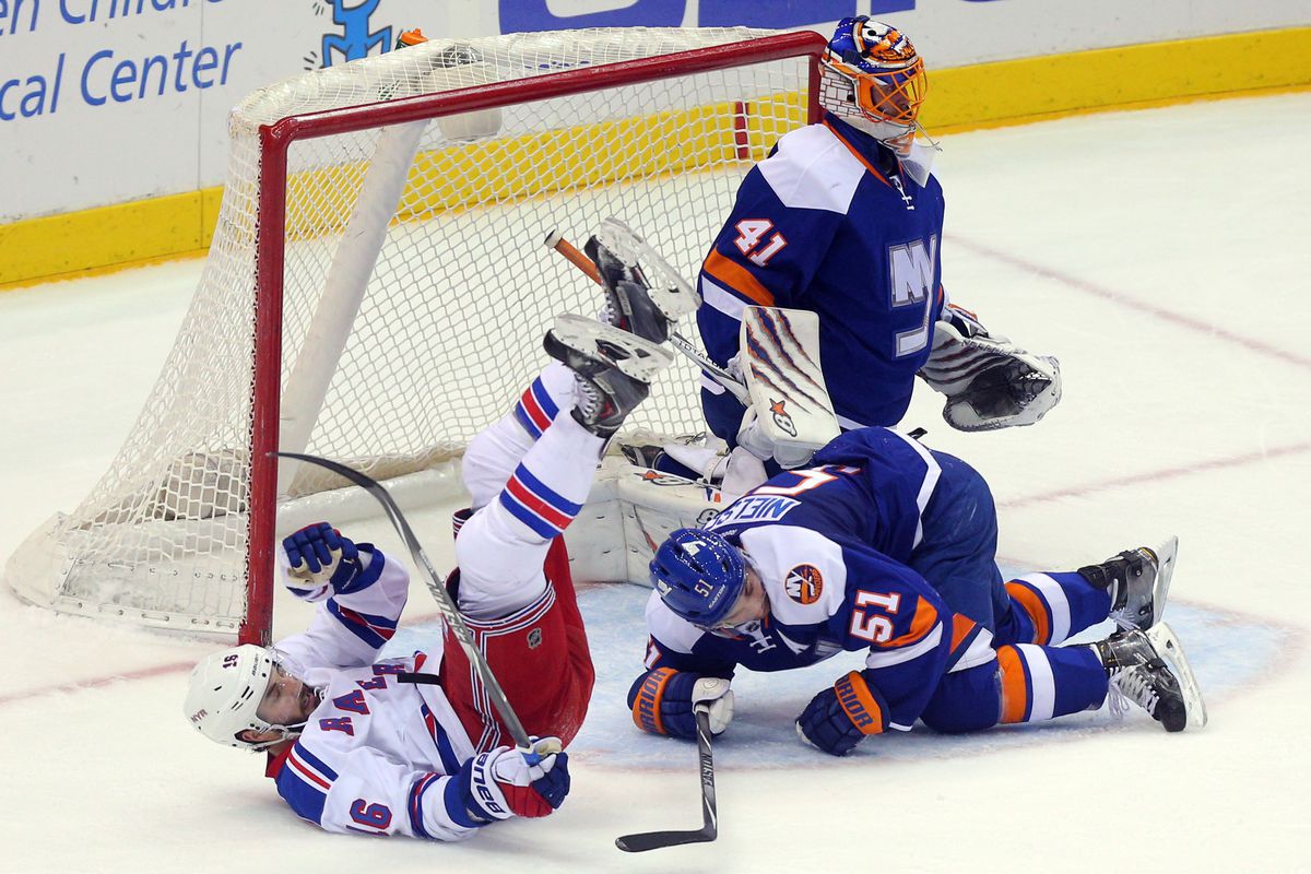 Halak stopped pucks and sometimes players from entering the net.