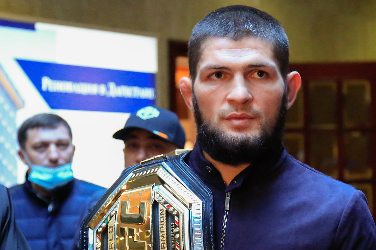 Russian mixed martial artist and UFC champion Khabib Nurmagomedov arrives in Makhachkala after fight with Justin Gaethje