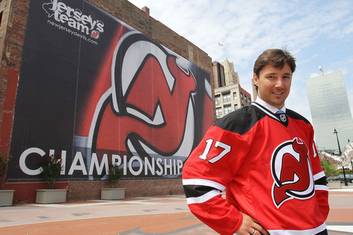 This photo could potentially be the last photo taken of Ilya Kovalchuk in a New Jersey Devils jersey. Or not.  (Photo by Bruce Bennett/Getty Images)
