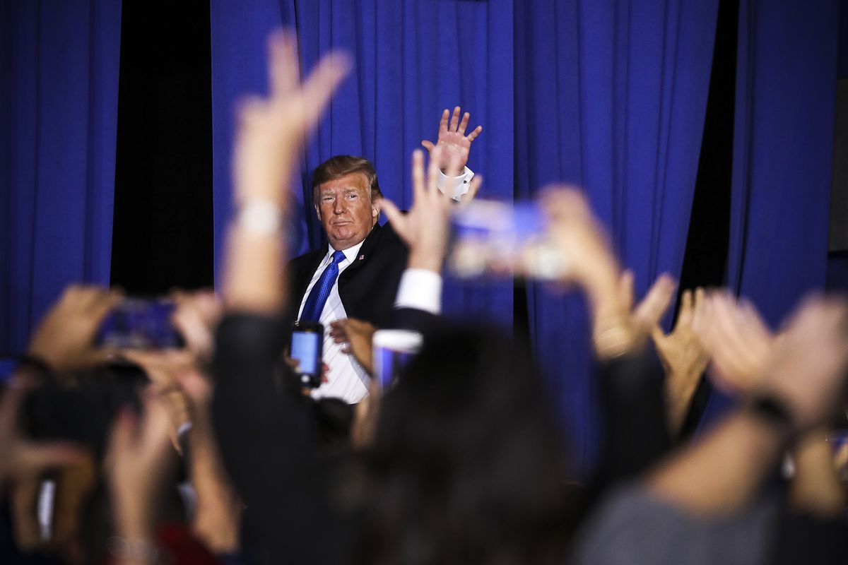 President Trump attends a rally at Florida International University on February 18, 2019 in Miami, Florida.