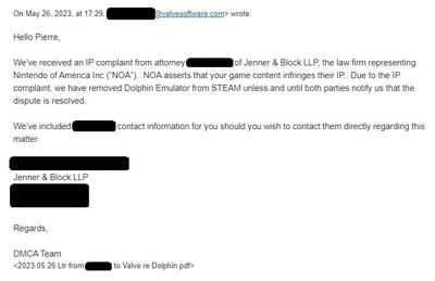 Due to the IP complaint, we have removed Dolphin Emulator from STEAM unless and until both parties notify us that the dispute is resolved.