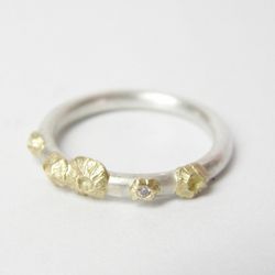 <b>Hannah Blount</b> 14k Yellow Gold and Sterling Silver Barnacle Ring with White Diamond, <a href="http://www.hannahblount.com/products/barnacle-ring-with-stone">$298</a>