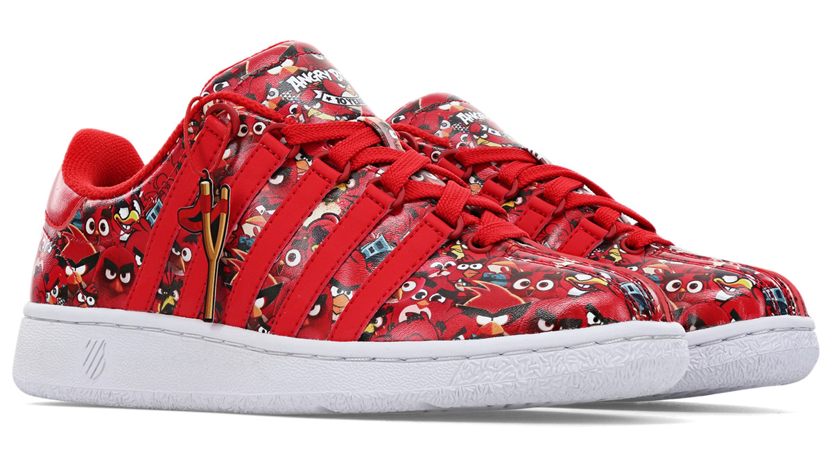K-Swiss sneakers plastered with a red Angry Birds bird