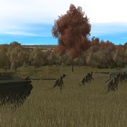 Early screenshots from Combat Mission: Cold War show a mixture of near-final unit textures and placeholder terrain.