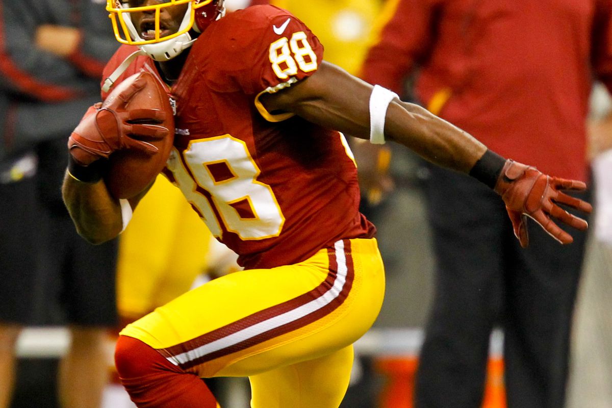 September 9, 2012; New Orleans, LA, USA; Washington Redskins wide receiver Pierre Garcon (88) against the New Orleans Saints during the first half of a game at the Mercedes-Benz Superdome. Mandatory Credit: Derick E. Hingle-US PRESSWIRE