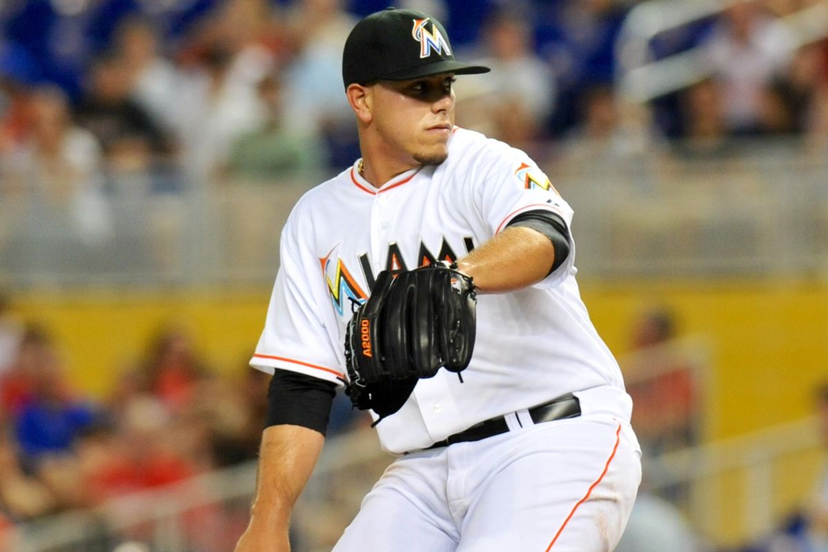 Marlins starter Jose Fernandez is going strong on the mound, but he started today's game doing it with his bat.