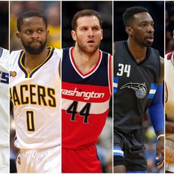 Players who the Utah Jazz could add through free agency include, from left, Rudy Gay, C.J. Miles, Bojan Bogdanovic, Jeff Green and James Johnson.