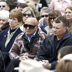 Family of Millard County sheriff's deputy Josie Greathouse Fox and others attend a service at Utah Law Enforcement Memorial at the Capitol in Salt Lake City on Thursday. The service honored the slain officer.