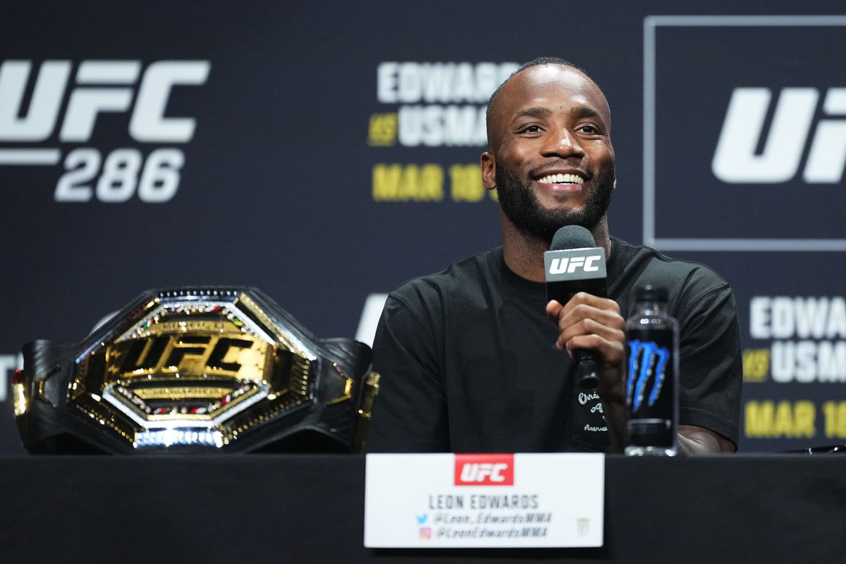 Leon Edwards at the UFC 286 press conference. 