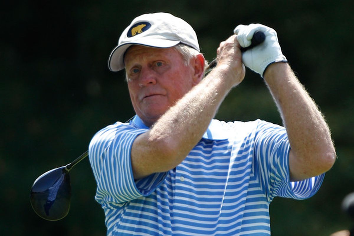 DUBLIN, OH - JUNE 02:  Jack Nicklaus hits a shot during the Memorial Skins Game prior to the start of the 2010 Memorial Tournament at the Muirfield Village Golf Club on June 2, 2010 in Dublin, Ohio.  (Photo by Scott Halleran/Getty Images)