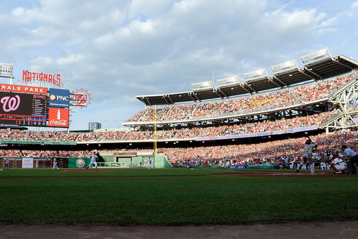 Generic picture of Nationals Park used because the Federal Baseball archives contain no images of either Tom Milone or Tyler Moore.  (Photo by Greg Fiume/Getty Images)