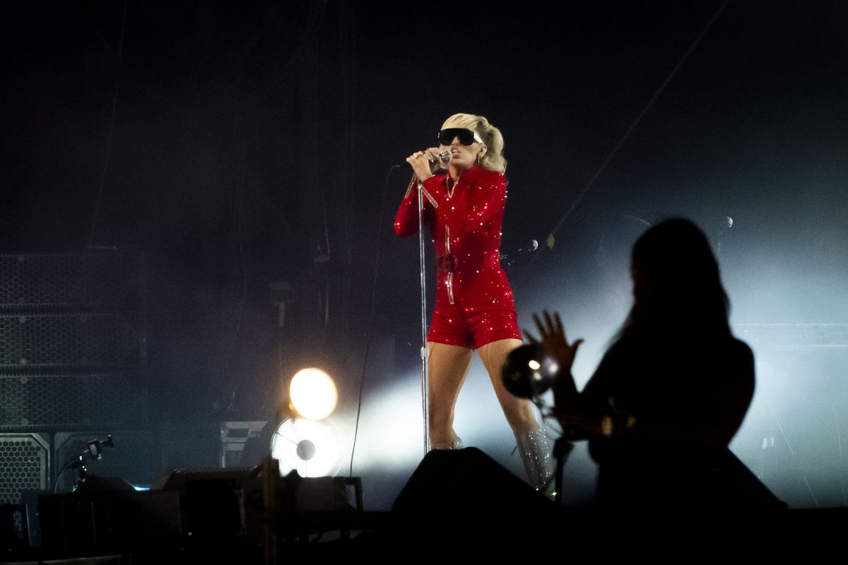 Miley Cyrus performs at the T-Mobile stage, Thursday night.