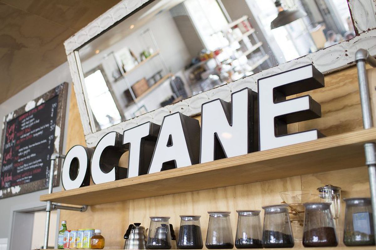 An Octane sign inside the company’s Grant Park coffee shop.