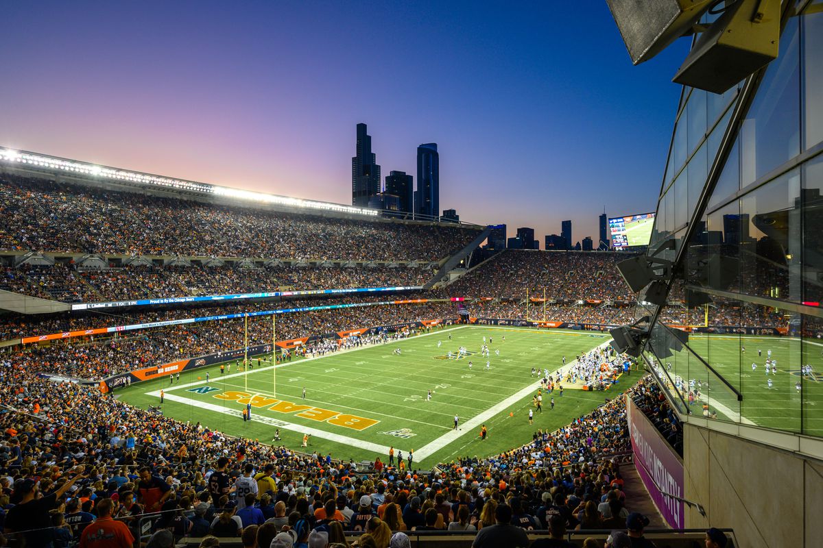 A general view of Soldier Field during the second quarter of the preseason game between the Chicago Bears and the Carolina Panthers.