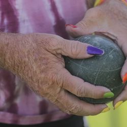 Bruce Jaynes competes in bocce ball during the ninth annual Salt Lake County Senior Wellness Decathlon at the Magna Kennecott Senior Center in Magna on Tuesday, Sept. 17, 2019.