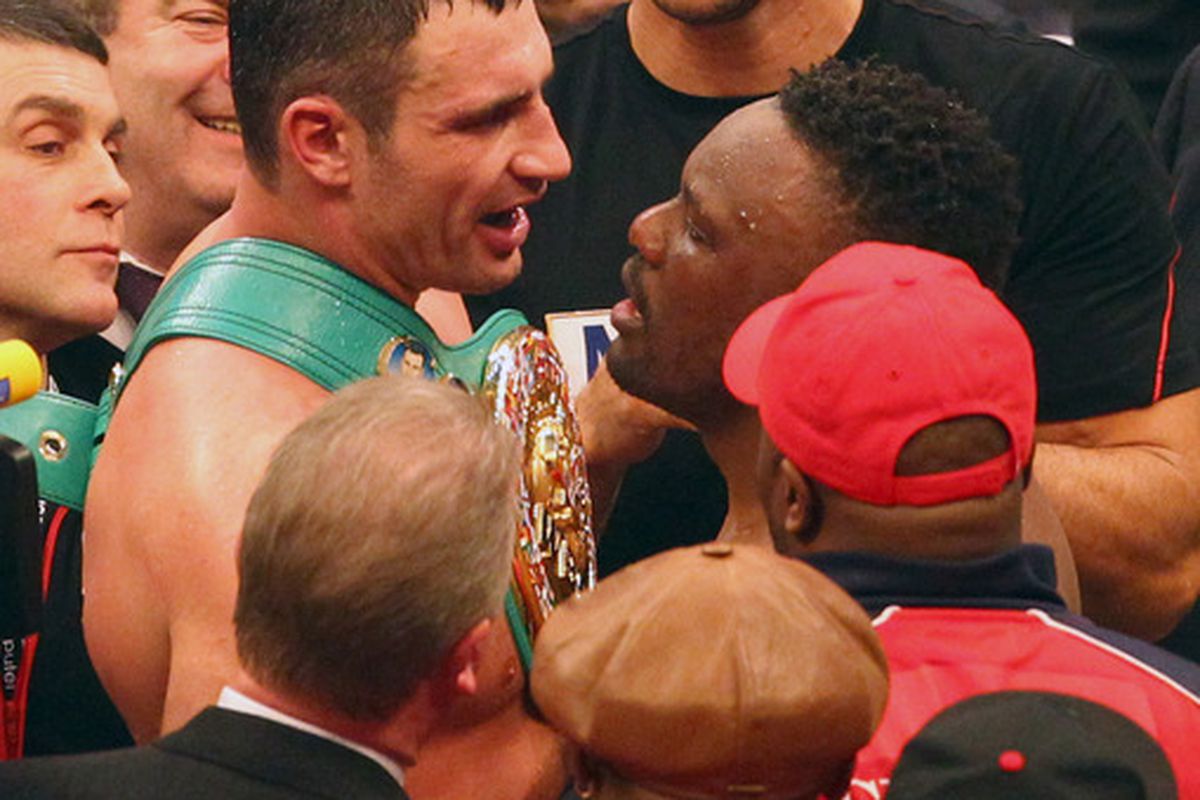 The post-fight talk between Dereck Chisora and the Klitschko brothers may not be over. (Photo by Alexandra Beier/Bongarts/Getty Images)