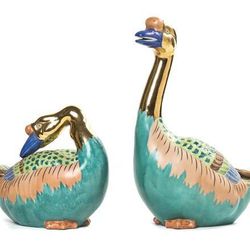 The most affordable item in the auction catalog is this colorful set of porcelain Japanese waterfowl. The estimated bidding price is set at $20-40. 