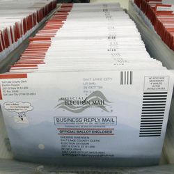 Mail-in ballots for the 2016 general election are shown at the elections ballot center at the Salt Lake County Government Center on Tuesday, Nov. 1, 2016, in Salt Lake City. Tiffany Lewis writes that regardless of the outcome of the election, democracy is something to be grateful for.