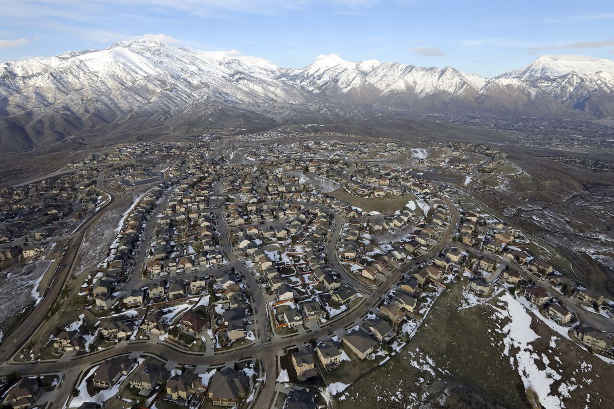 Rows of homes, in suburban Salt Lake City, on April 13, 2019.