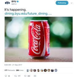 BYU Dining Services announced via Twitter this morning that it will sell caffeinated drinks on campus for the first time in 60 years.