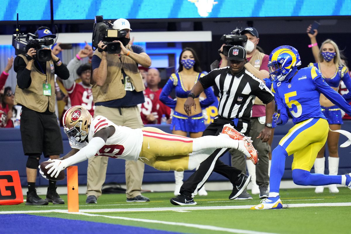Los Angeles Rams defeat the San Francisco 49ers 20-17 during a NFC championship football game at SoFi Stadium.