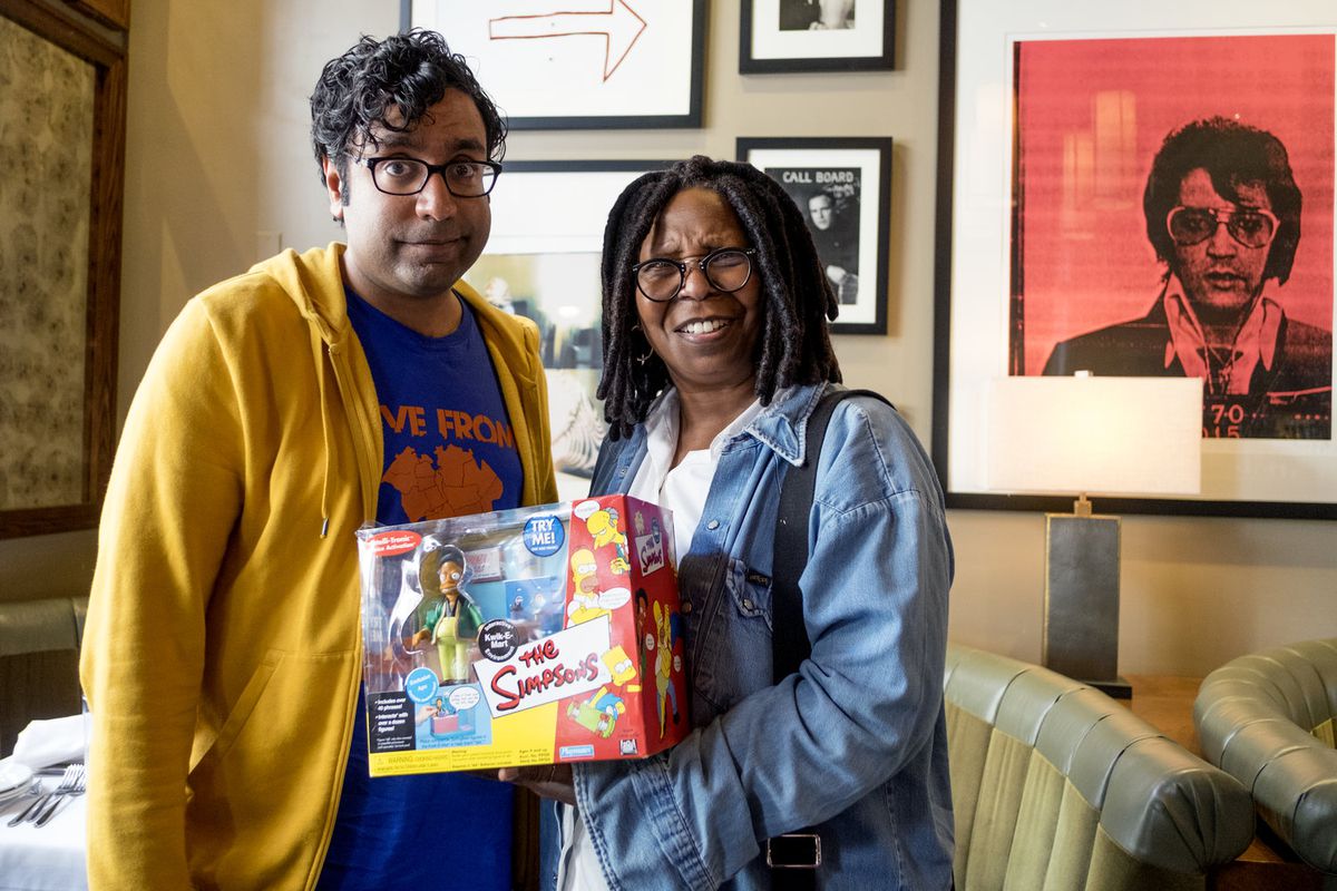 NEW YORK, NY - AUGUST 1: The Problem with Apu, by Hari Kondabolu filming with actress Whoopi Goldberg in New York, New York on August 1, 2016. (photo by David Scott Holloway / ™ & © 2016 Turner Entertainment Networks. A Time Warner Company. All Rights Reserved.)