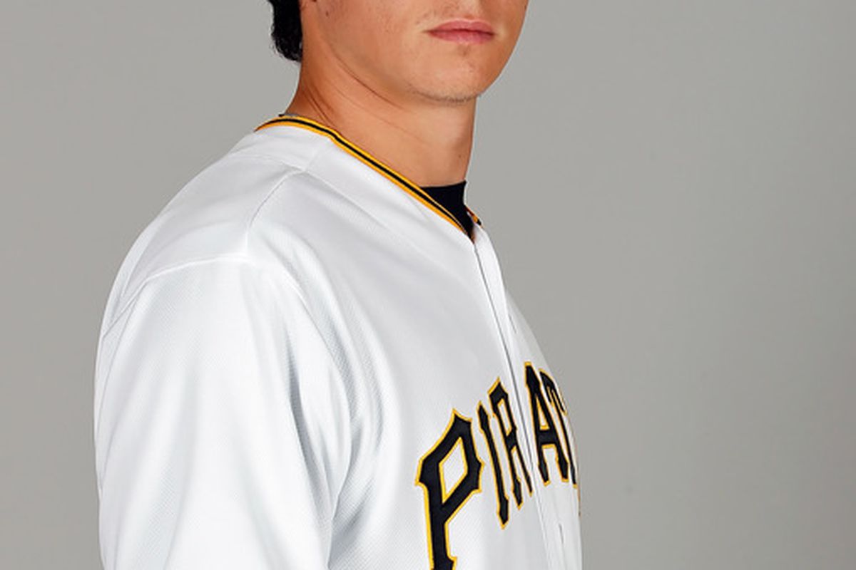 BRADENTON FL - FEBRUARY 20:  Pitcher Jeff Locke #61 of the Pittsburgh Pirates poses for a photo during photo day at Pirate City on February 20 2011 in Bradenton Florida.  (Photo by J. Meric/Getty Images)