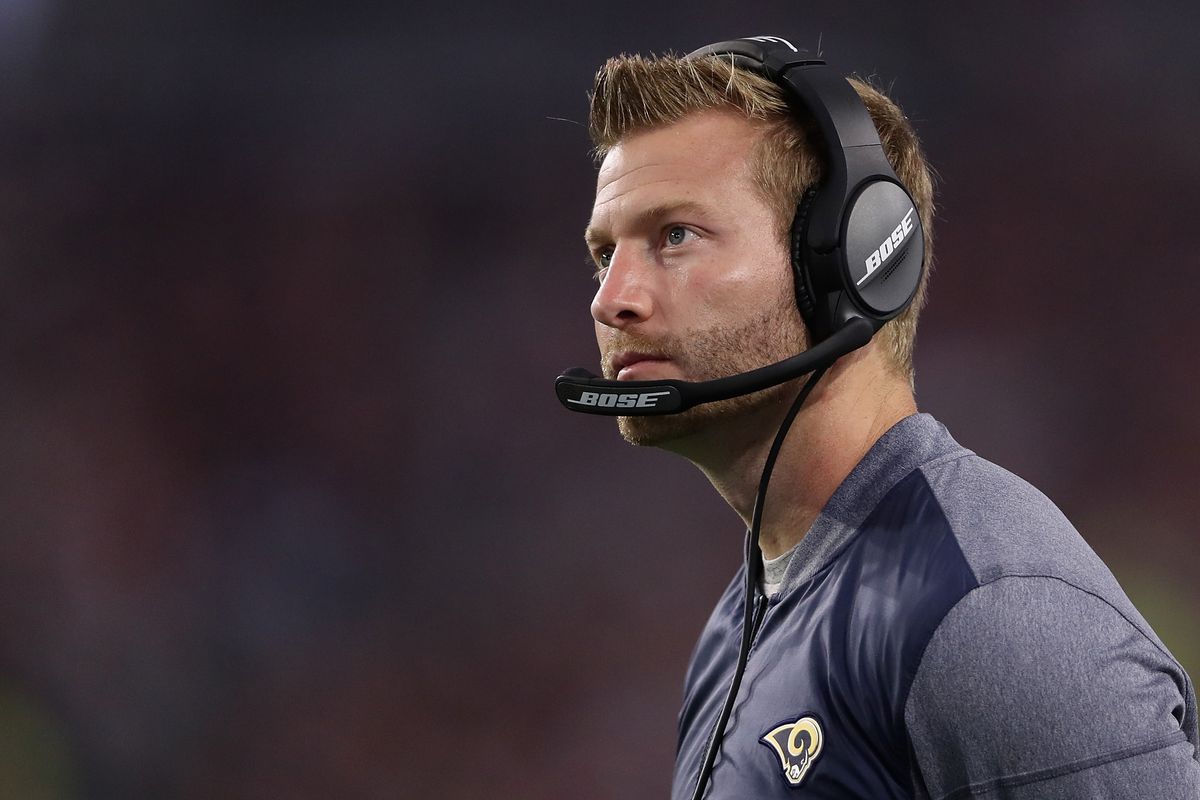 Los Angeles Rams Head Coach Sean McVay watches from the sideline during the Week 13 game against the Arizona Cardinals, December 3, 2017.