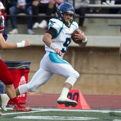 Juan Diego and Delta battle during the UHSAA 3A state championship football game at Southern Utah University in Cedar City on Saturday, Nov. 12, 2016. Juan Diego upended Delta 35-21 for the state title.