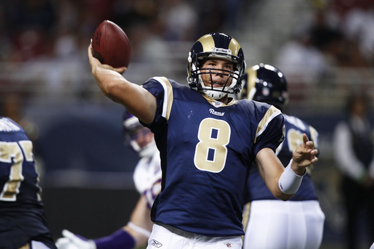 Can the Rams keep Sam Bradford upright against the Pats this week?