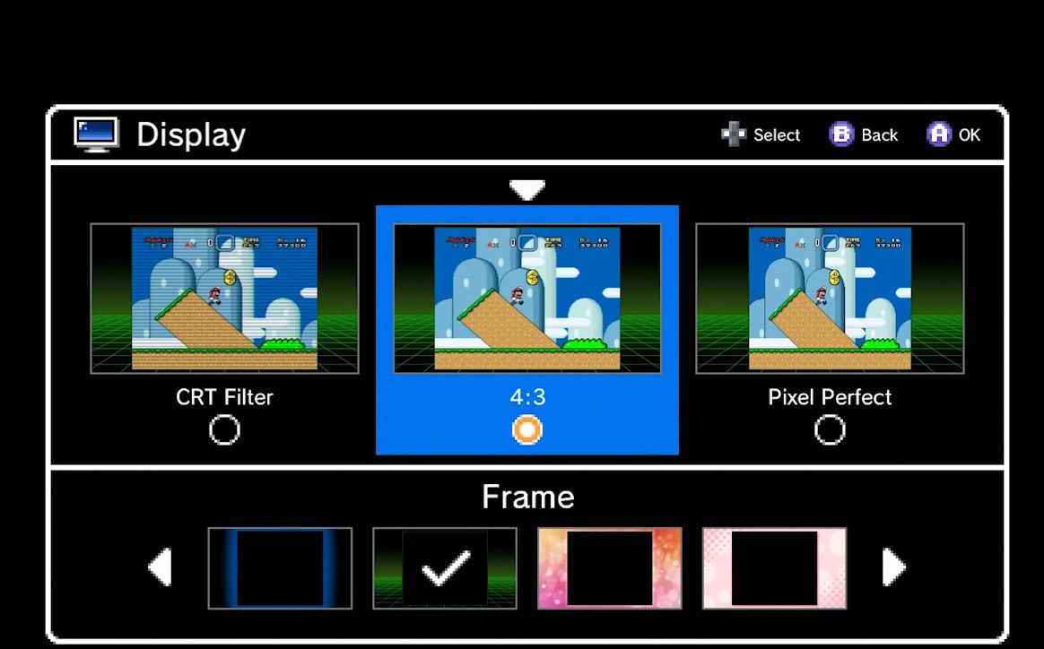 SNES Classic display options