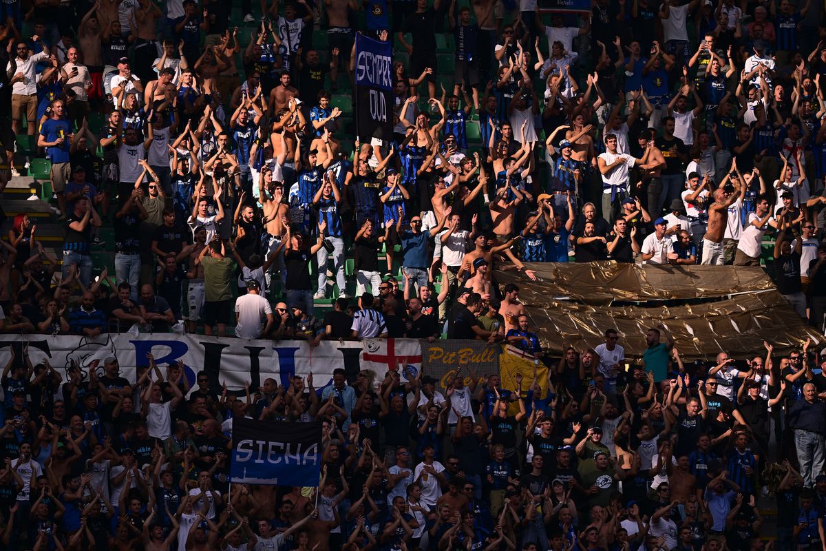 A shot of Inter fans at the derby — AC Milan v FC Internazionale - Serie A