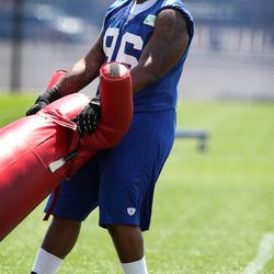 Rookie Jay Bromley hauls a piece of equipment