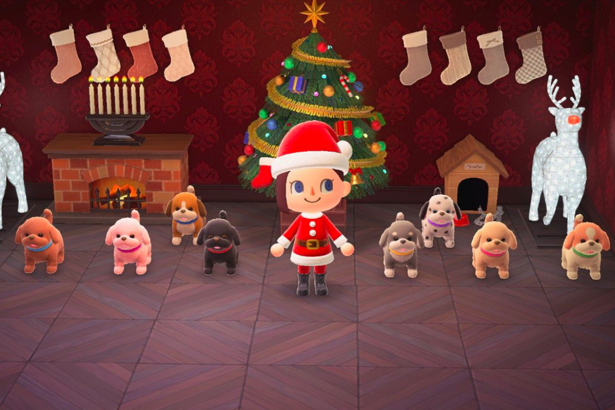 A collection of puppy toys in Animal Crossing: New Horizons.